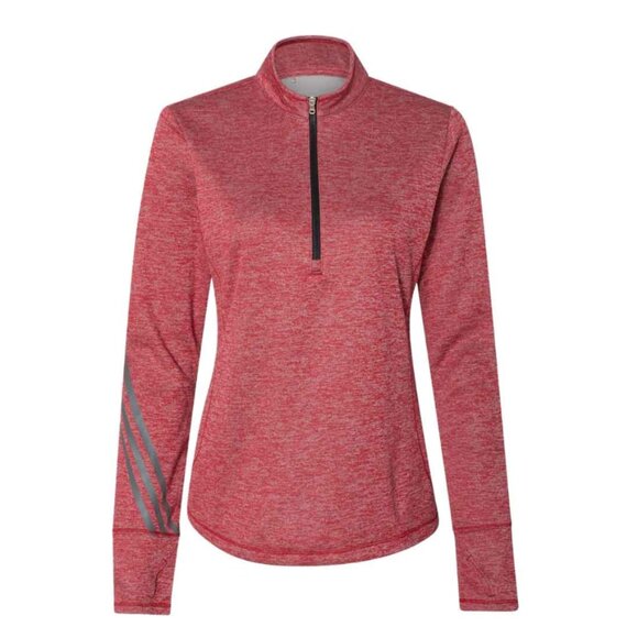 adidas - Women's 3-Stripes Heather 1/4 Zip Pullover - Picture 1 of 2